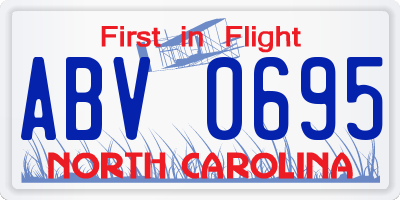 NC license plate ABV0695
