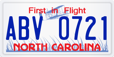 NC license plate ABV0721