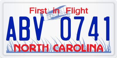 NC license plate ABV0741