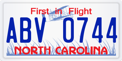 NC license plate ABV0744