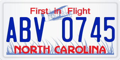 NC license plate ABV0745
