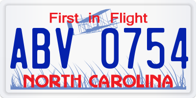 NC license plate ABV0754