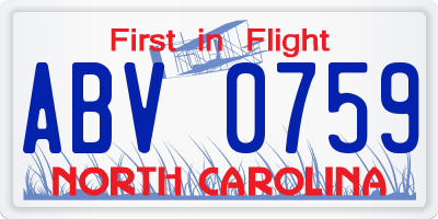 NC license plate ABV0759