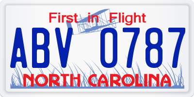 NC license plate ABV0787