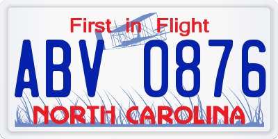 NC license plate ABV0876