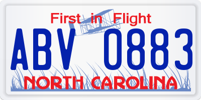 NC license plate ABV0883