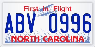 NC license plate ABV0996