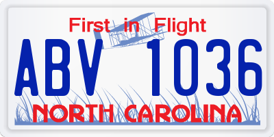 NC license plate ABV1036