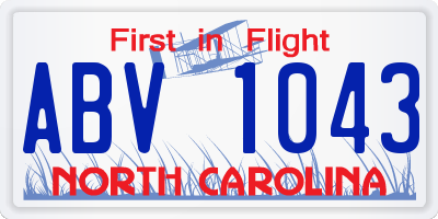 NC license plate ABV1043