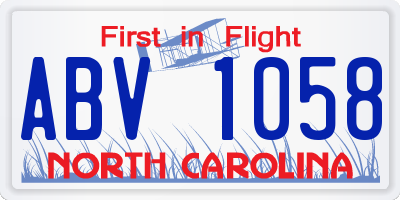 NC license plate ABV1058