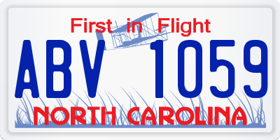 NC license plate ABV1059