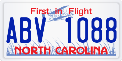 NC license plate ABV1088