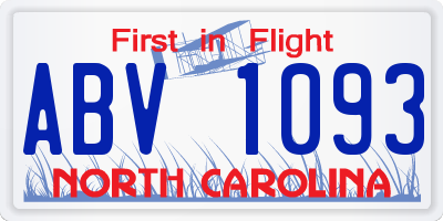 NC license plate ABV1093