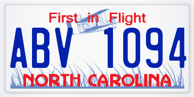 NC license plate ABV1094