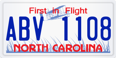 NC license plate ABV1108