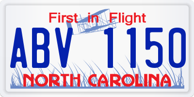 NC license plate ABV1150