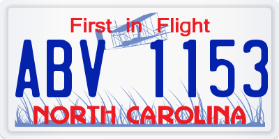 NC license plate ABV1153
