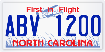 NC license plate ABV1200