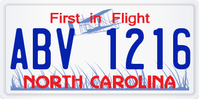 NC license plate ABV1216