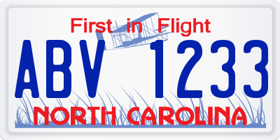 NC license plate ABV1233