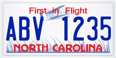 NC license plate ABV1235