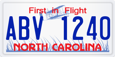 NC license plate ABV1240