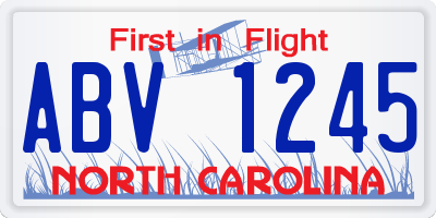 NC license plate ABV1245
