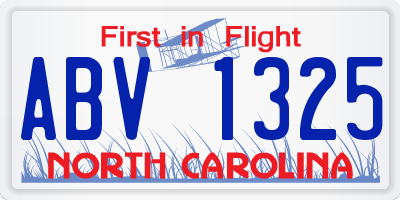 NC license plate ABV1325