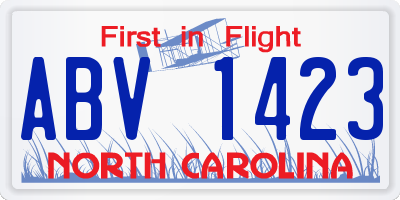 NC license plate ABV1423