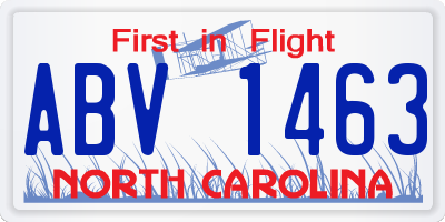 NC license plate ABV1463