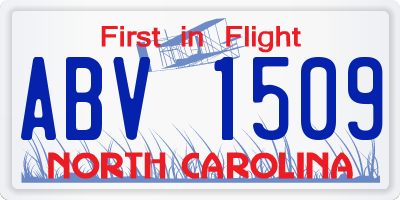 NC license plate ABV1509