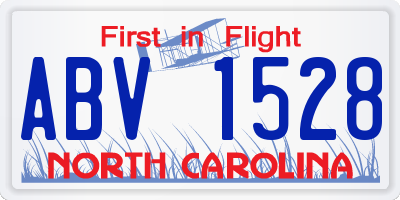 NC license plate ABV1528