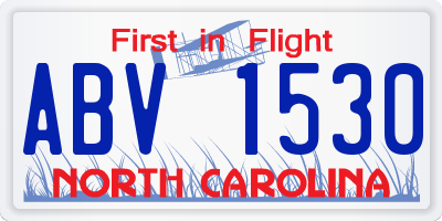 NC license plate ABV1530