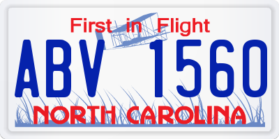 NC license plate ABV1560