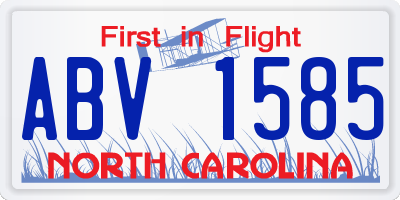 NC license plate ABV1585