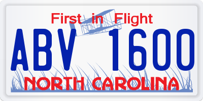 NC license plate ABV1600