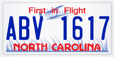NC license plate ABV1617