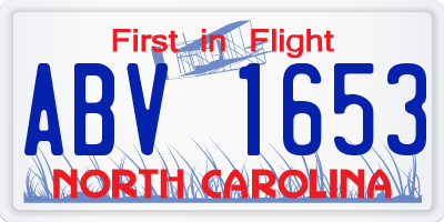 NC license plate ABV1653