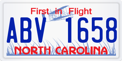 NC license plate ABV1658