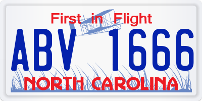 NC license plate ABV1666