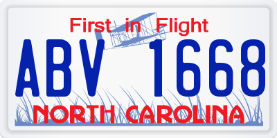 NC license plate ABV1668