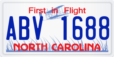 NC license plate ABV1688