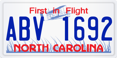 NC license plate ABV1692