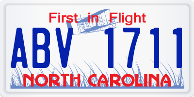 NC license plate ABV1711
