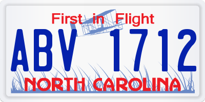 NC license plate ABV1712