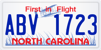 NC license plate ABV1723