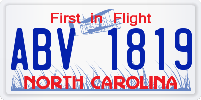 NC license plate ABV1819