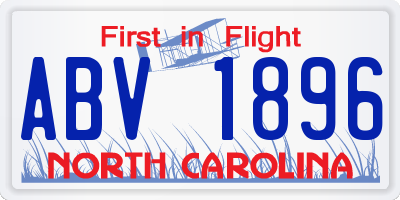 NC license plate ABV1896