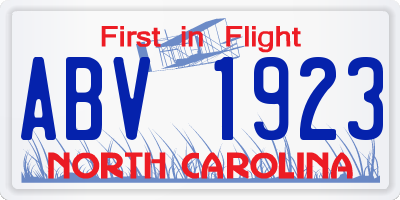 NC license plate ABV1923