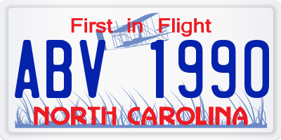 NC license plate ABV1990